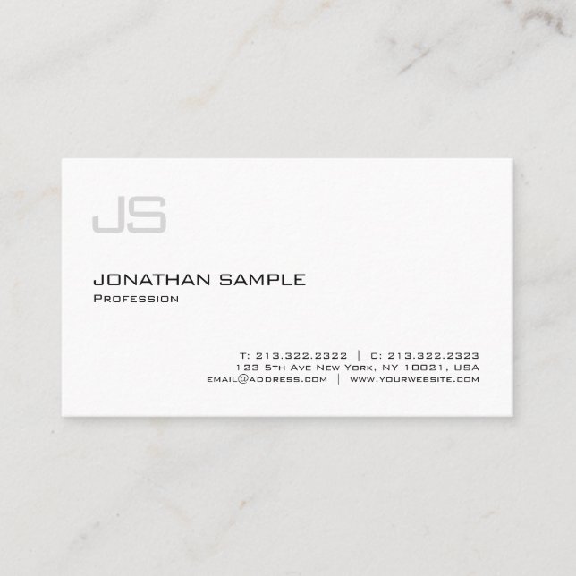 Minimalist Modern Elegant Monogram Template Cool Business Card (Front)