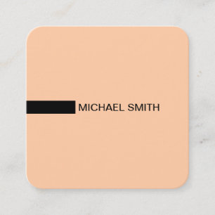 Minimalist Modern Elegant Peach & Black Square Business Card
