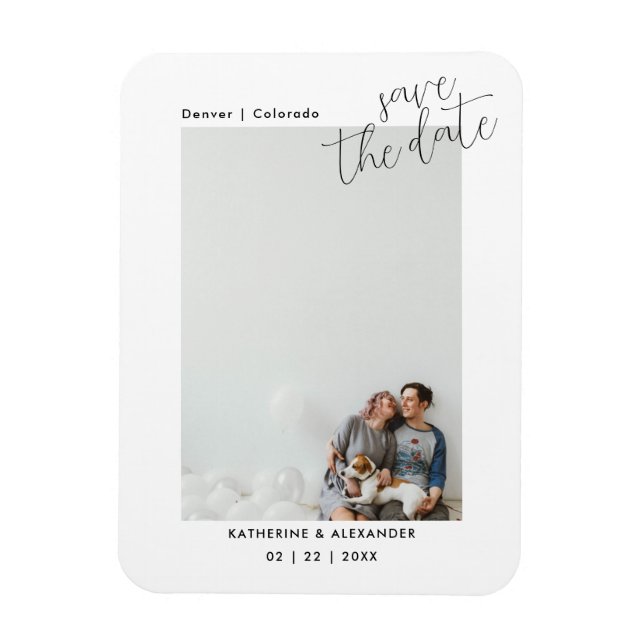 Minimalist Modern Elegant Photo Save The Date Card Magnet (Vertical)