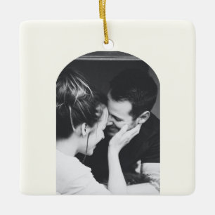 Minimalist Modern Elegant Photo Wedding Couple Ceramic Ornament