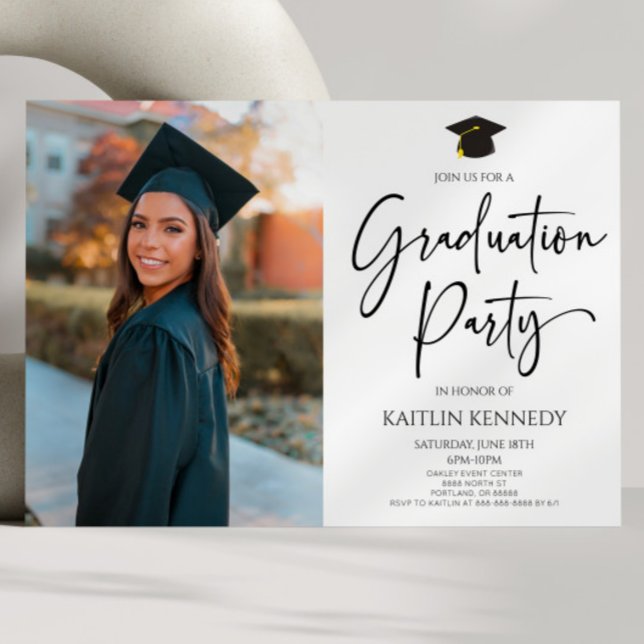Minimalist Modern Elegant Picture Graduation Party Invitation (Creator Uploaded)