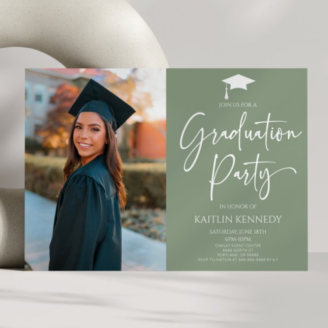 Minimalist Modern Elegant Picture Graduation Party Invitation (Creator Uploaded)