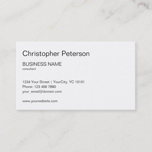 Minimalist Modern Elegant Professional Consultant Business Card (Front)