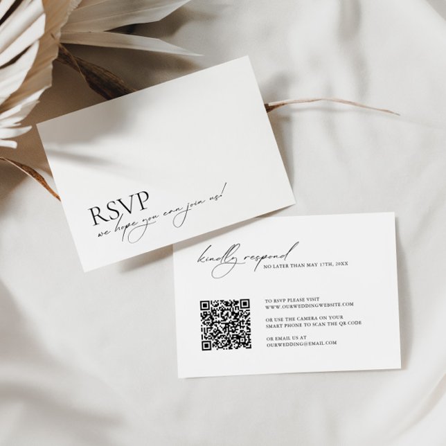 Minimalist Modern Elegant QR Code Wedding RSVP Card (Creator Uploaded)