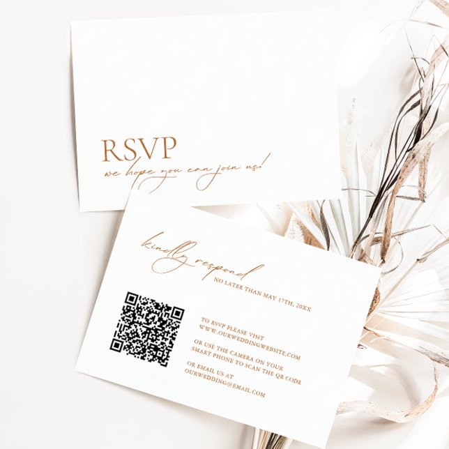 Minimalist Modern Elegant QR Code Wedding RSVP Card (Creator Uploaded)