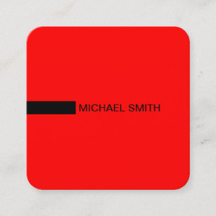 Minimalist Modern Elegant Red & Black Square Business Card