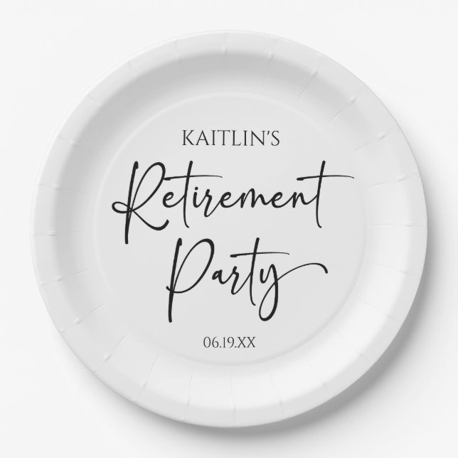 Minimalist Modern Elegant Retirement Party Paper Plate (Front)