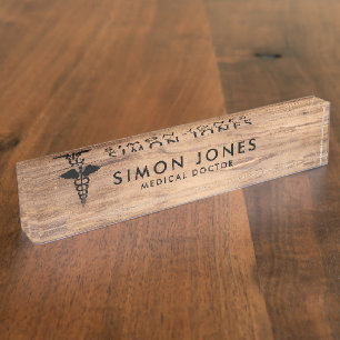 Minimalist Modern Elegant Simple Rustic Wood Nameplate