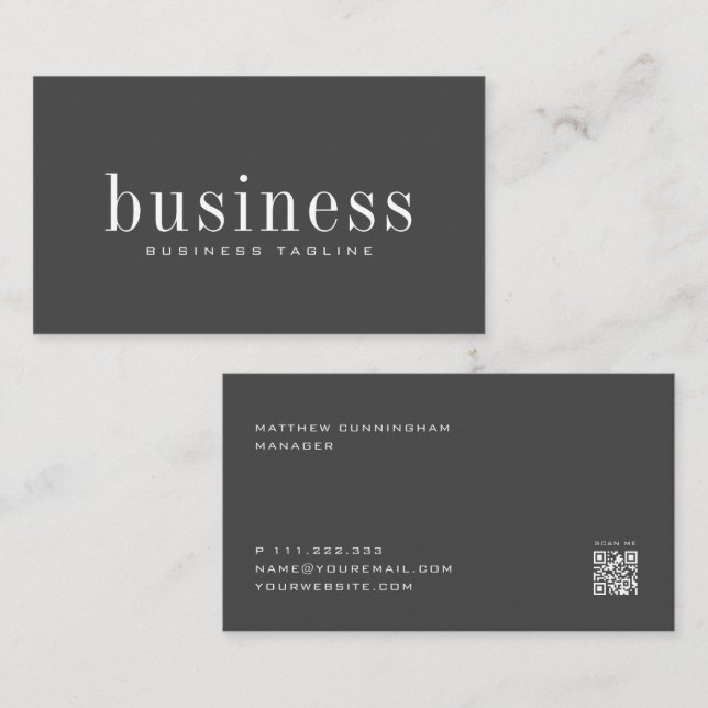 Minimalist Modern Elegant Simple Scan QR Code Business Card (Front/Back)