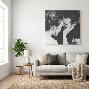 Minimalist Modern Elegant Square Photo Wedding Canvas Print