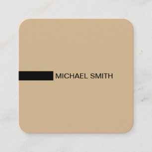 Minimalist Modern Elegant Tan & Black Square Business Card