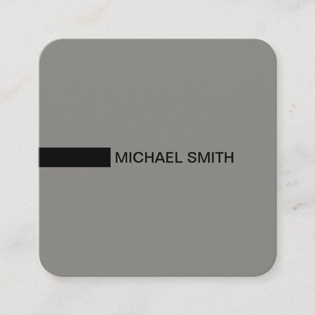 Minimalist Modern Elegant Titanium & Black Square Business Card (Front)