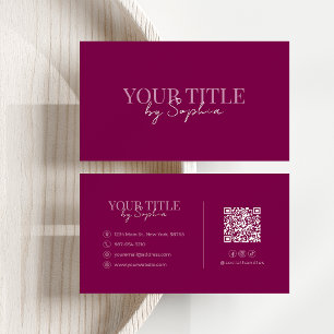 Minimalist Modern Elegant Vibrant Berry Red Business Card