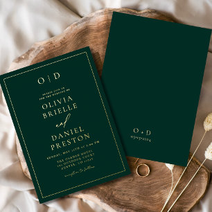 Minimalist Modern Emerald Green Gold Wedding