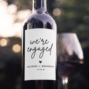 Minimalist Modern Engagement Party Favours Wine Label