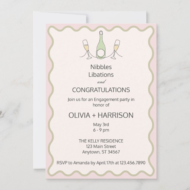 Minimalist Modern Engagement Party Invitation (Front)