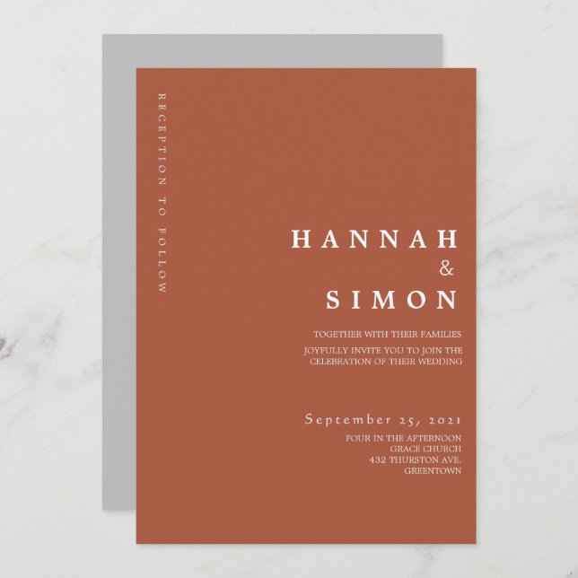 Minimalist Modern Fall Wedding Invitation (Front/Back)