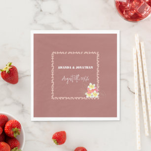 Minimalist Modern Floral Custom Wedding Napkins