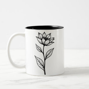 Minimalist Modern Floral Design for Coffee Lovers Two-Tone Coffee Mug
