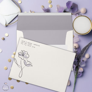 Minimalist Modern Floral Dusty Plum and Buff   Envelope