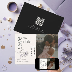 Minimalist Modern Floral Dusty Plum and Buff Invitation