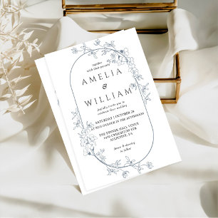 Minimalist Modern Floral Elegant Wedding Invitatio Invitation