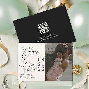 Minimalist Modern Floral Muted Sage and Buff Invitation