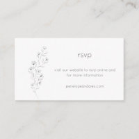 Minimalist Modern Floral Sketch Wedding RSVP 