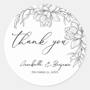 Minimalist Modern Floral Wedding Reception Classic Round Sticker