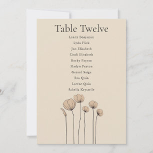 Minimalist Modern Flowers Seating Chart Invitation