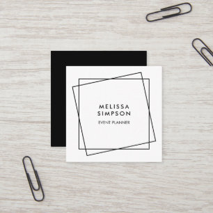 Minimalist Modern Geometric Black And White Square Business Card