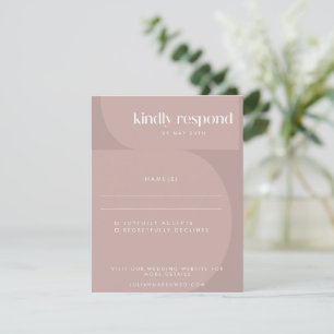 Minimalist Modern Geometric Dusty Mauve Wedding  RSVP Card