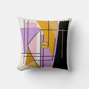 Minimalist modern geometric triangle monogram cushion