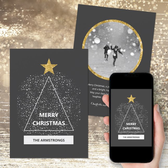 Minimalist Modern Glitter Star Photo Holiday Card (Minimalist Modern Glitter Star Photo Holiday Card ©Susanne Sachers - Sunny Mind 🌞)