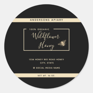 Minimalist Modern gold honey bee honey jar Classic Round Sticker