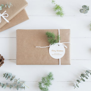 Minimalist Modern Gold Merry Christmas Holiday Classic Round Sticker