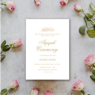 Minimalist Modern Gold Script Baby Aqiqah Ceremony Invitation