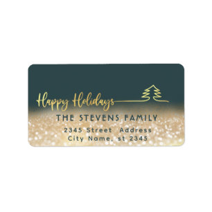 Minimalist modern gold script Happy Holidays Class Label