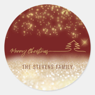 Minimalist modern gold script Merry Christmas Classic Round Sticker