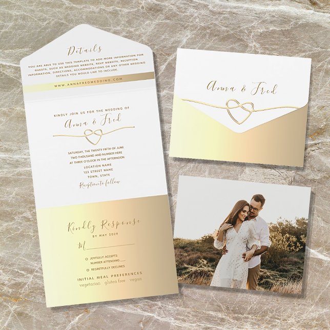 Minimalist Modern Gold Wedding All In One Invitation (Creator Uploaded)