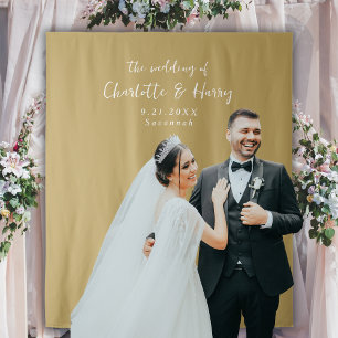 Minimalist Modern Gold Wedding Photo Backdrop Tapestry