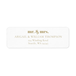 Minimalist Modern Gold Wedding Return Address Label