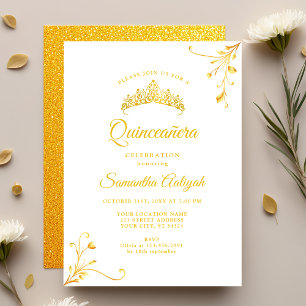 Minimalist Modern Golden Quinceanera Invitation