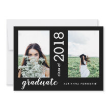 Minimalist Modern Graduate Two Photos | Black