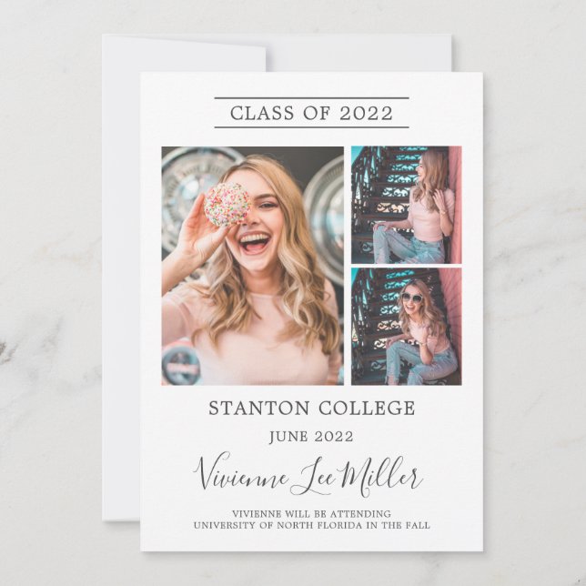 Minimalist Modern Graduation Photos Pictures  Announcement (Back)