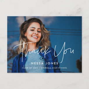 Minimalist modern graduation Thank you photo Postcard