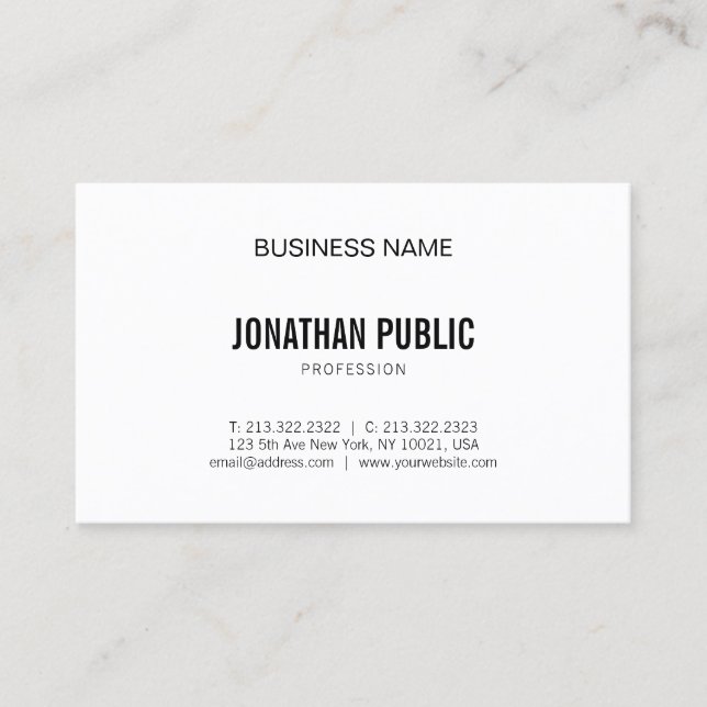Minimalist Modern Graphic Elegant Plain Trendy Business Card (Front)
