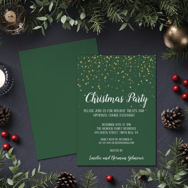 Minimalist Modern|Green Christmas Party Gold  (Creator Uploaded)