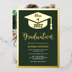 Minimalist modern green gold graduation photo