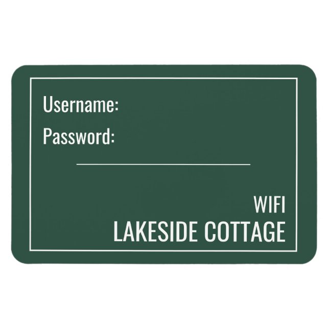 Minimalist Modern Green Vacation Rental Wifi Magnet (Horizontal)